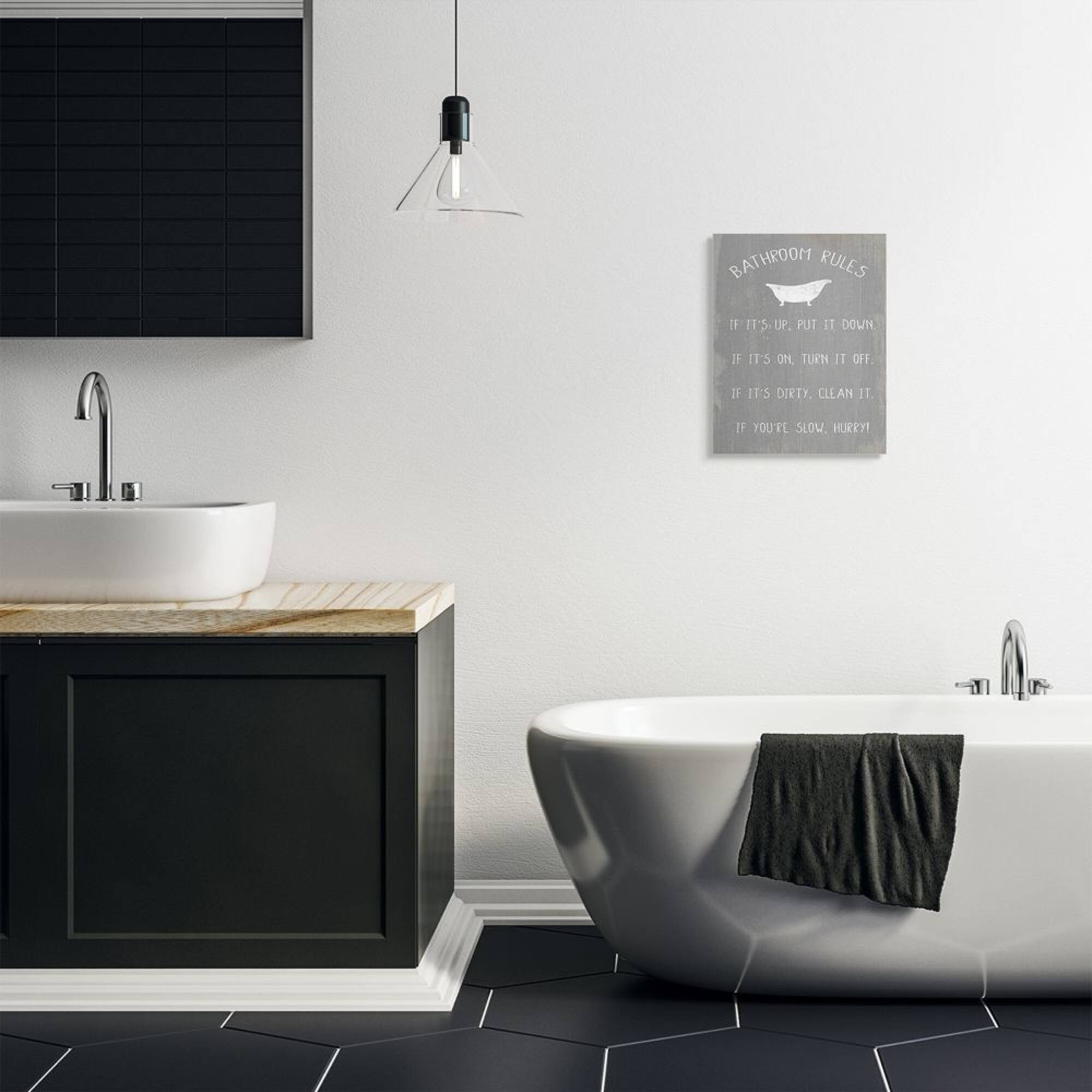 Stupell Industries Countryside Bathroom Rules Sign with Claw Bath Canvas Wall Art